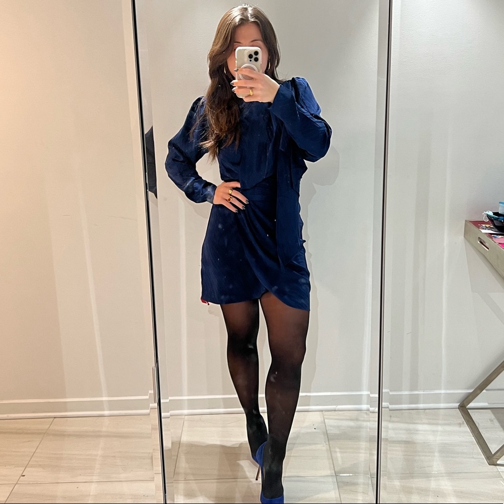 NWT Ronny Kobo Shanaya Mini Dress in Indigo/Navy - Picture 2 of 8